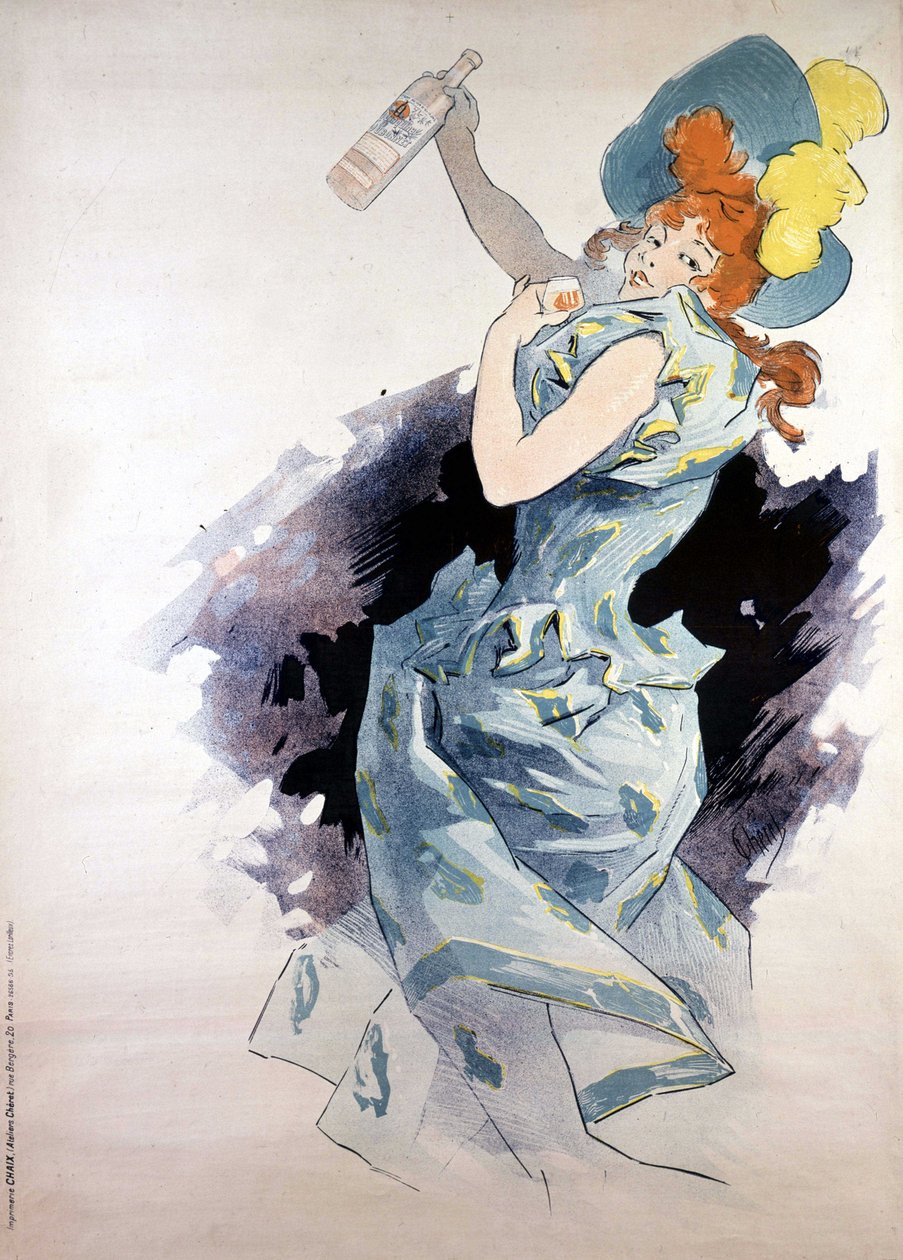 Advertising poster for Dubonnet, woman with a bottle, by Jules Cheret بواسطة جول تشيريت