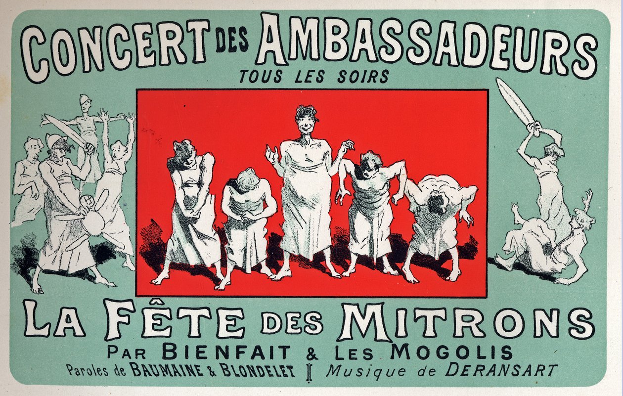 فن. وسائل الترفيه. حفلة أولاد بيكر في الملهى: Concert des Ambassadeurs ، باريس. ملصق بواسطة Jules Cheret ، فرنسا ، حوالي 1880 (ملصق) بواسطة جول تشيريت
