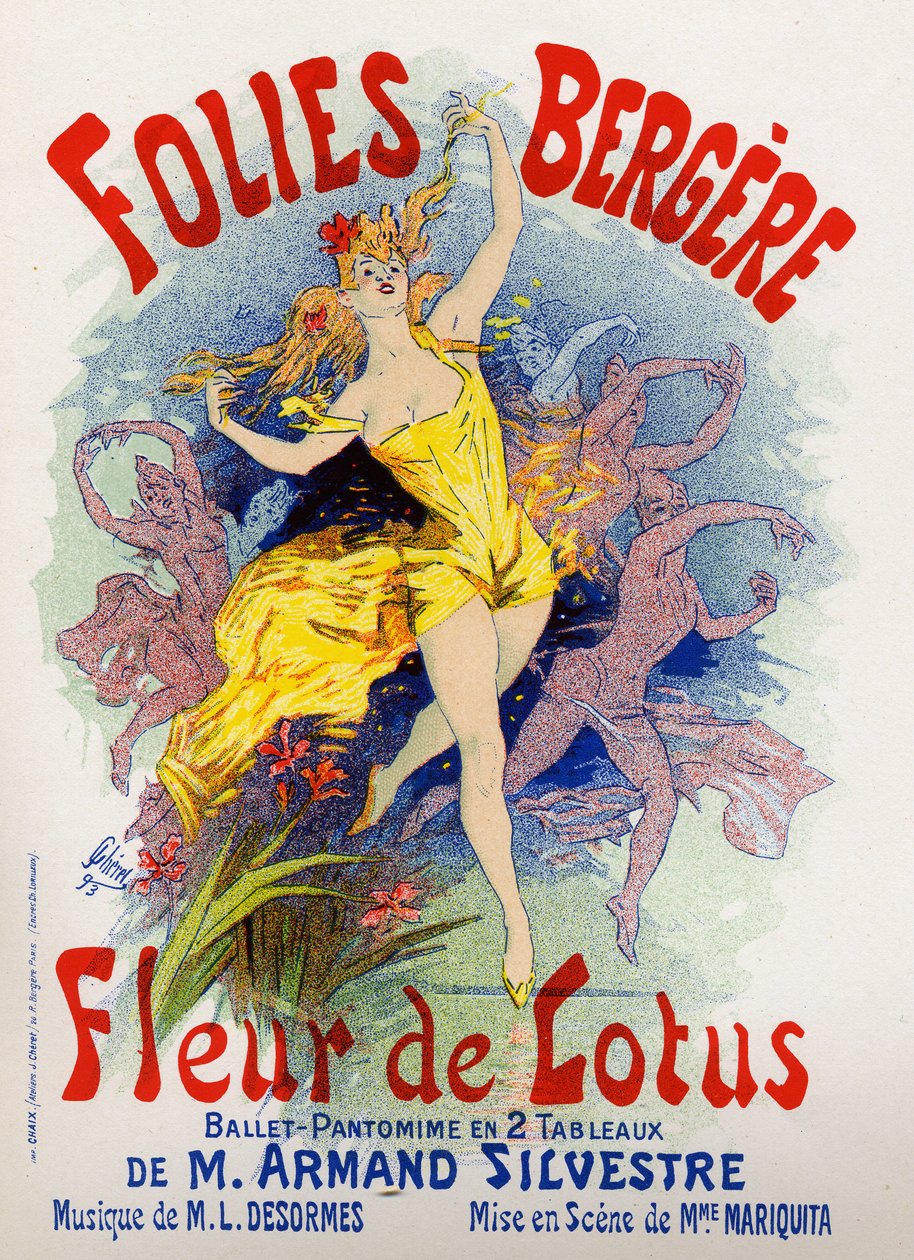 فن. ترفيه. زهرة اللوتس ، باليه في Folies Bergeres ، باريس. ملصق لجول شيريت ، فرنسا بواسطة جول تشيريت
