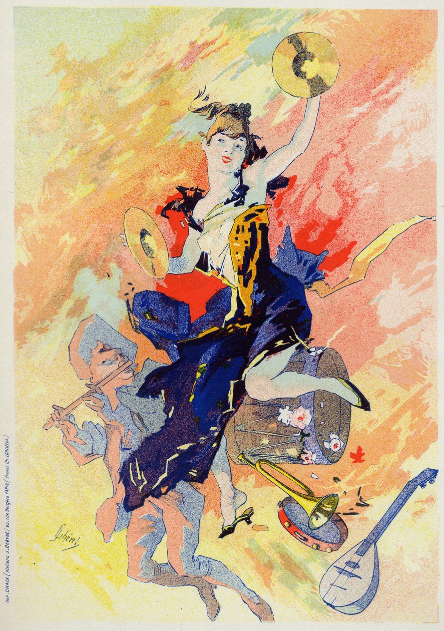 فن. ترفيه. الموسيقى. Allegory بواسطة Jules Cheret ، فرنسا ، c1890 (ملصق) بواسطة جول تشيريت