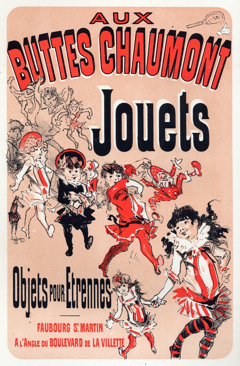 اقتصاد. Aux Buttes Chaumont ، متجر ألعاب في باريس. ملصق بواسطة Jules Cheret ، فرنسا ، حوالي 1880 (ملصق) بواسطة جول تشيريت