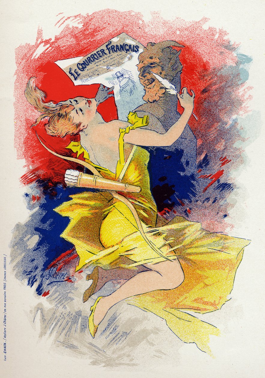المؤلفات. صحيفة Le Courrier Francais. رمزية بواسطة Jules Cheret ، فرنسا ، c1890 (ملصق) بواسطة جول تشيريت