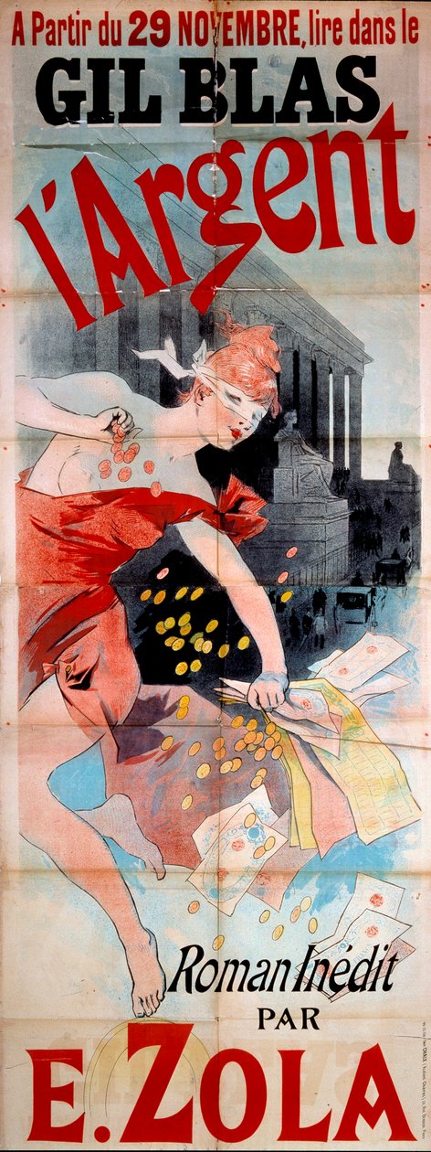 ملصق "L'Argent" لإميل زولا (1840-1902) في "جيل بلاس" بواسطة جول تشيريت