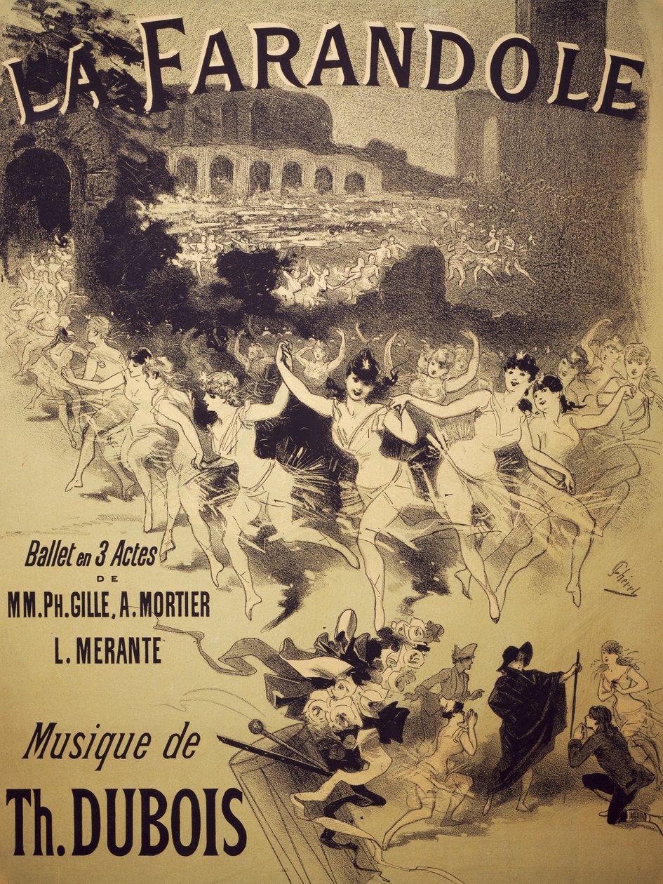 Poster for La Farandole, ballet by Gille, Mortier and Merante, music by Dubois, Theatre National de l