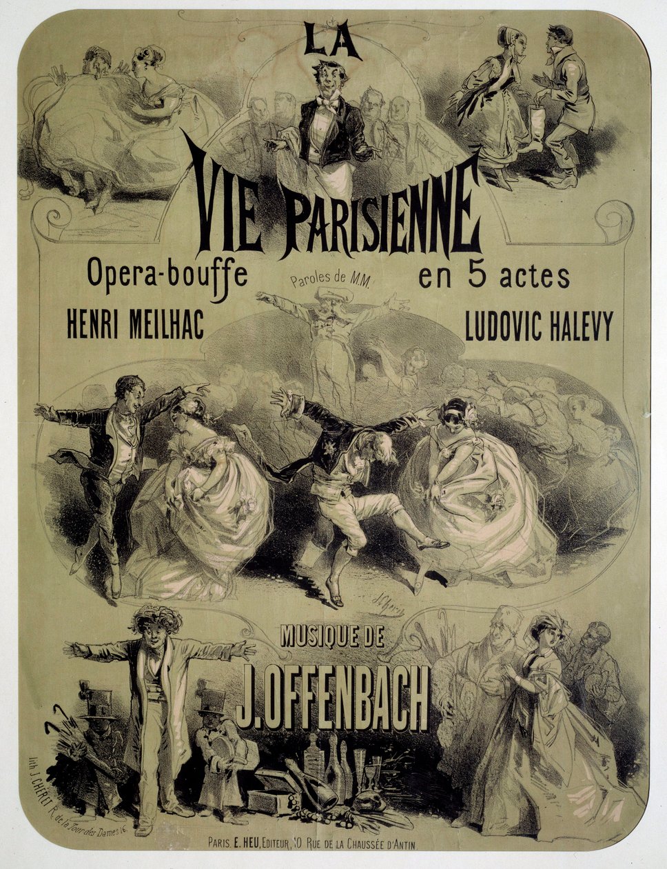 ملصق لطعام الأوبرا "La vie parisienne" لجاك أوفنباخ (1819-1880) بواسطة جول تشيريت