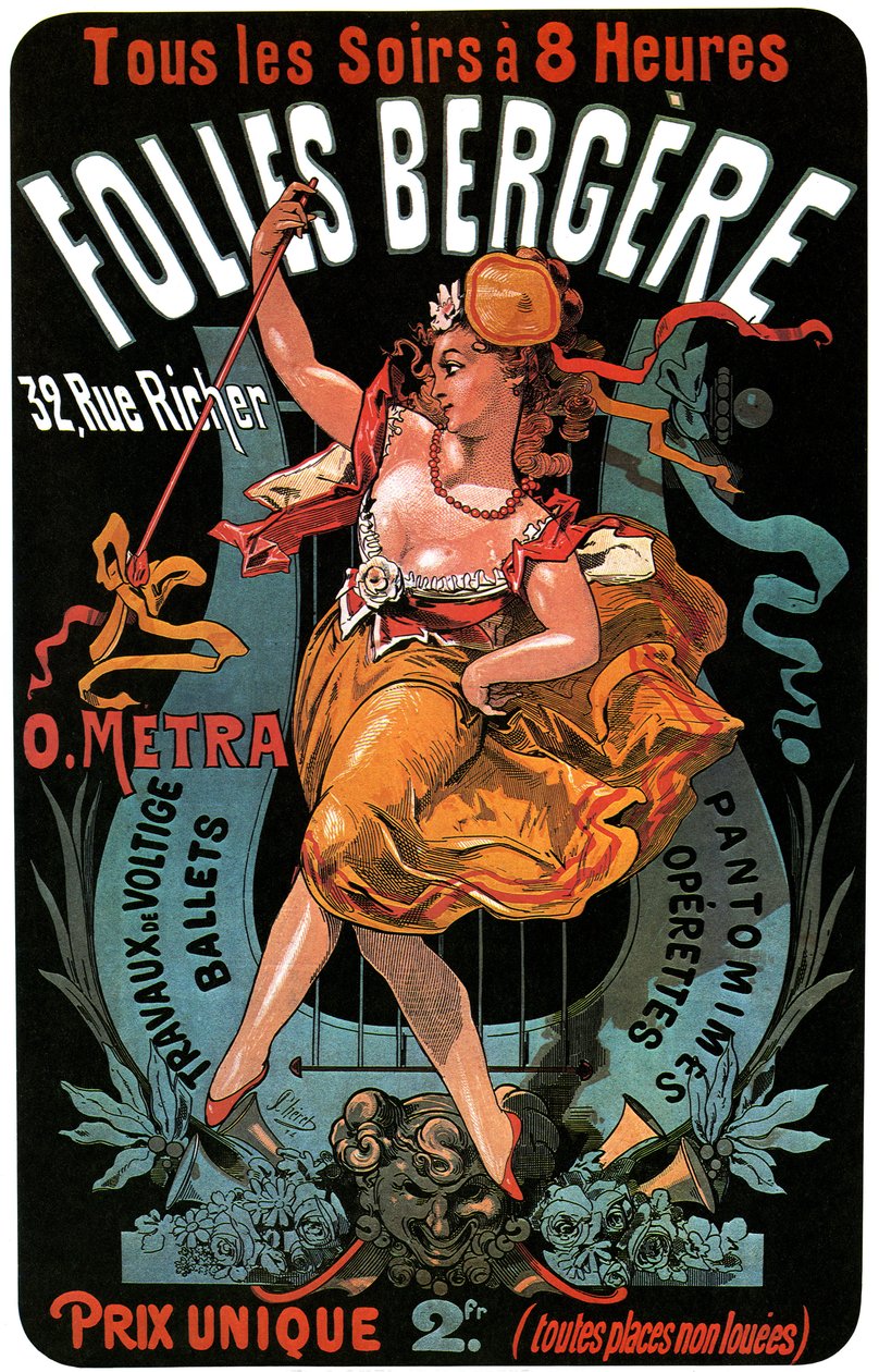 ملصق لـ Folies-Bergere 1874 بواسطة Jules Cheret (1836-1932) - أعمال الأكروبات ، والباليه ، والبانتومايم ، والأوبريت ، والرقص ، والراقص ، وقاعة الموسيقى (قاعة الموسيقى) ، والمثليين في باريس ، وباريس ليلاً - بواسطة جول تشيريت