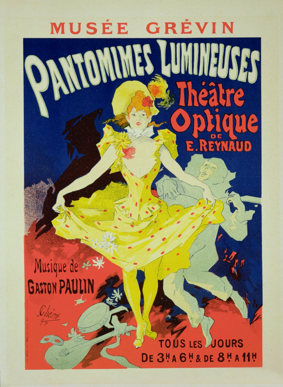 استنساخ ملصق إعلاني بعنوان "Pantomimes Lumineuses" في Musee Grevin ، 1892 بواسطة جول تشيريت