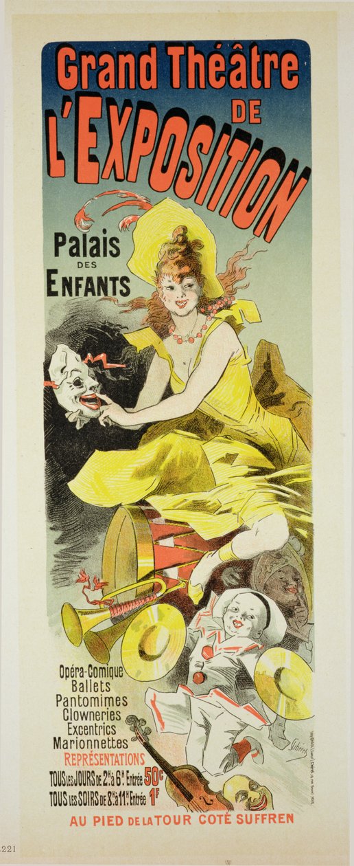 استنساخ ملصق إعلاني عن &39;Grand Théâtre de L&39;Exposition&39; ، قصر الأطفال ، باريس ، 1889 بواسطة جول تشيريت