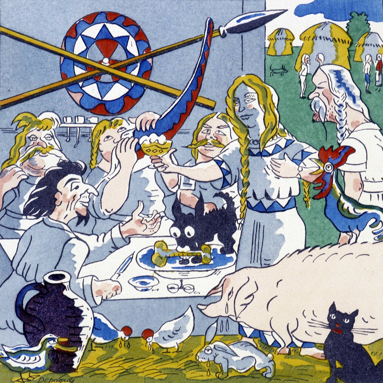 Festin (وليمة Gaul) ، في La Gaule et les Gauls ، تاريخ فرنسا بواسطة Jules Depaquit بواسطة جول ديباكويت