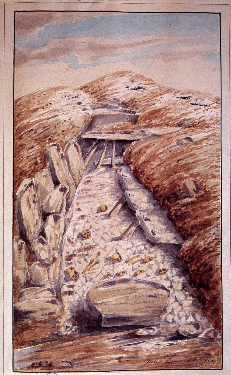 عصور ما قبل التاريخ: Dolmen of Etang-la-Ville (Yvelines) ، Watercolor بواسطة Jules Dumoutet (1815-1880) بواسطة جول دوموتيت