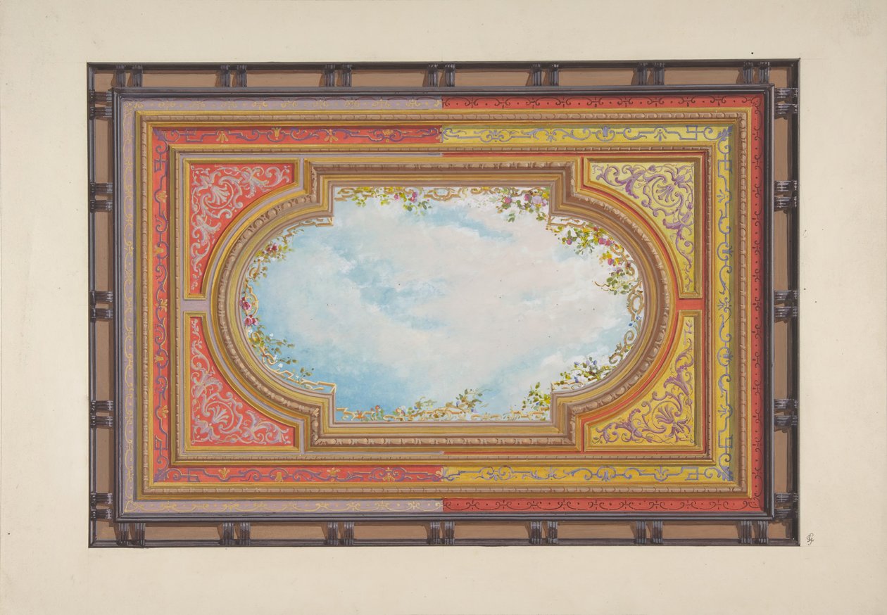 تصميم لسقف مطلي بغيوم ترومبي لويل ، 1830-97. التأليف: Jules-Edmond-Charles Lachaise ، Eugène-Pierre Gourdet. بواسطة جول إدموند تشارلز لاشيز ويوجين بيير جورديه