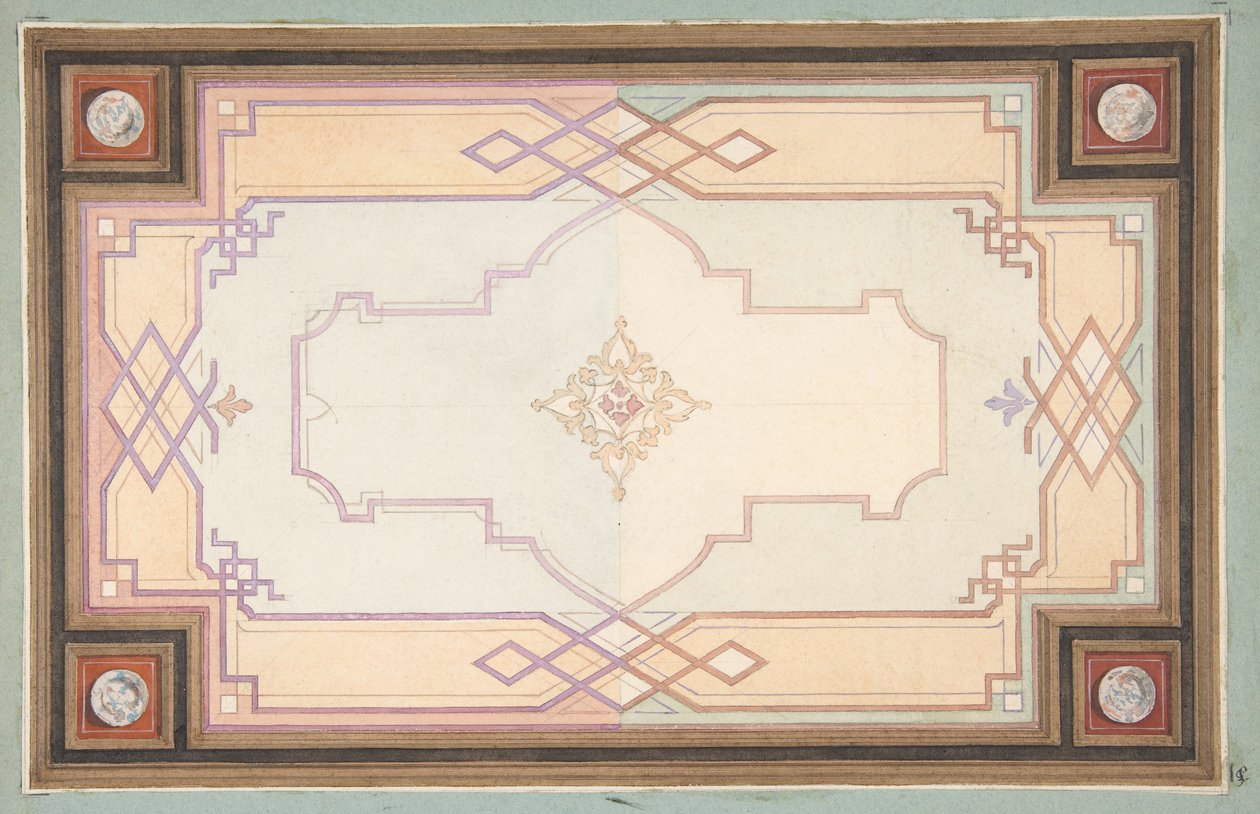 تصميم لسقف ، النصف الثاني من القرن التاسع عشر. التأليف: Jules-Edmond-Charles Lachaise ، Eugène-Pierre Gourdet. بواسطة جول إدموند تشارلز لاشيز ويوجين بيير جورديه