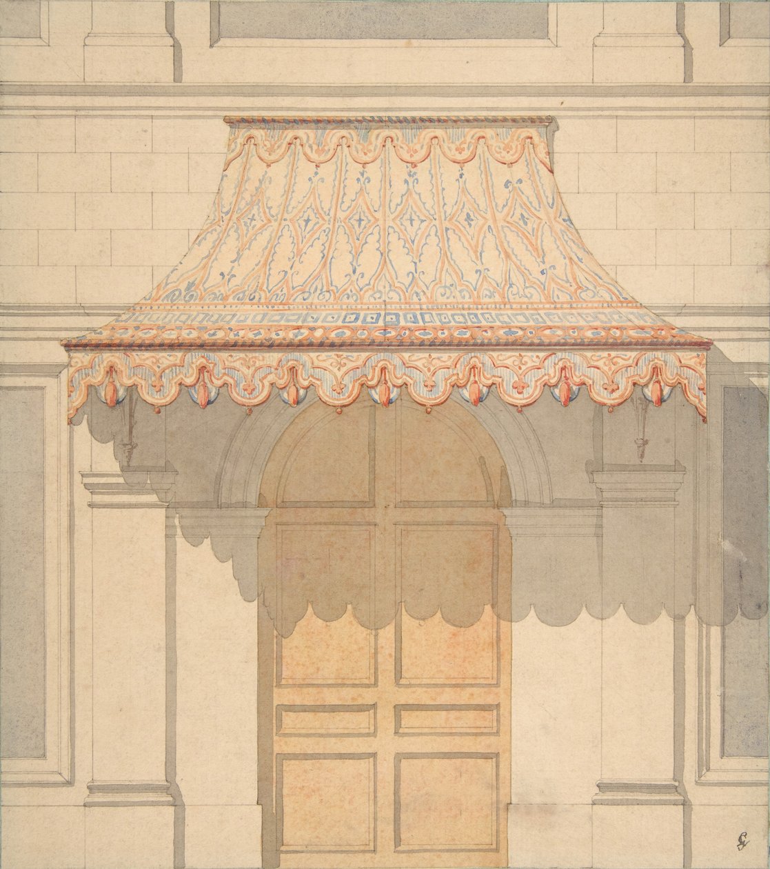 تصميم لمظلة فوق باب ، على الطراز المغربي ، 1830-97. التأليف: Jules-Edmond-Charles Lachaise ، Eugène-Pierre Gourdet. بواسطة جول إدموند تشارلز لاشيز ويوجين بيير جورديه