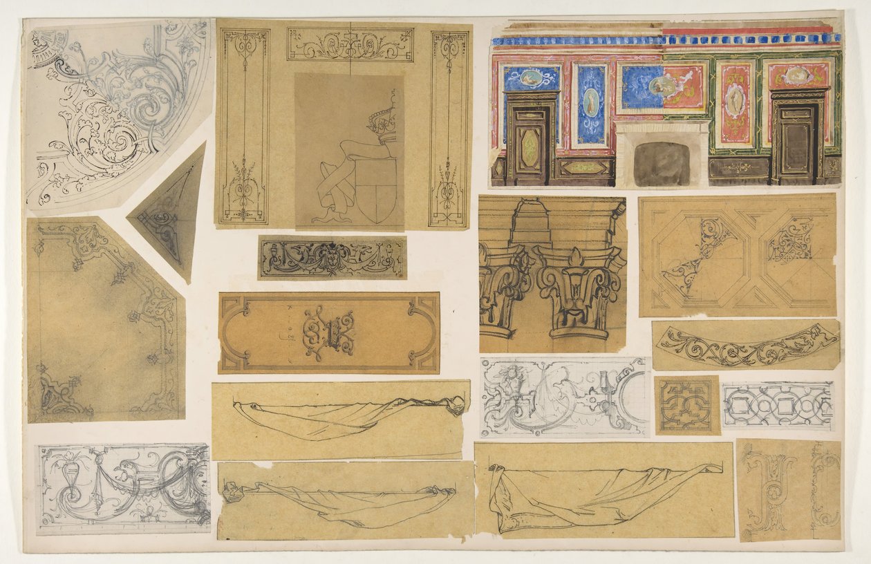 تسعة عشر تصميماً للزخرفة الداخلية المطلية ، 1830-97. التأليف: Jules-Edmond-Charles Lachaise ، Eugène-Pierre Gourdet. بواسطة جول إدموند تشارلز لاشيز ويوجين بيير جورديه