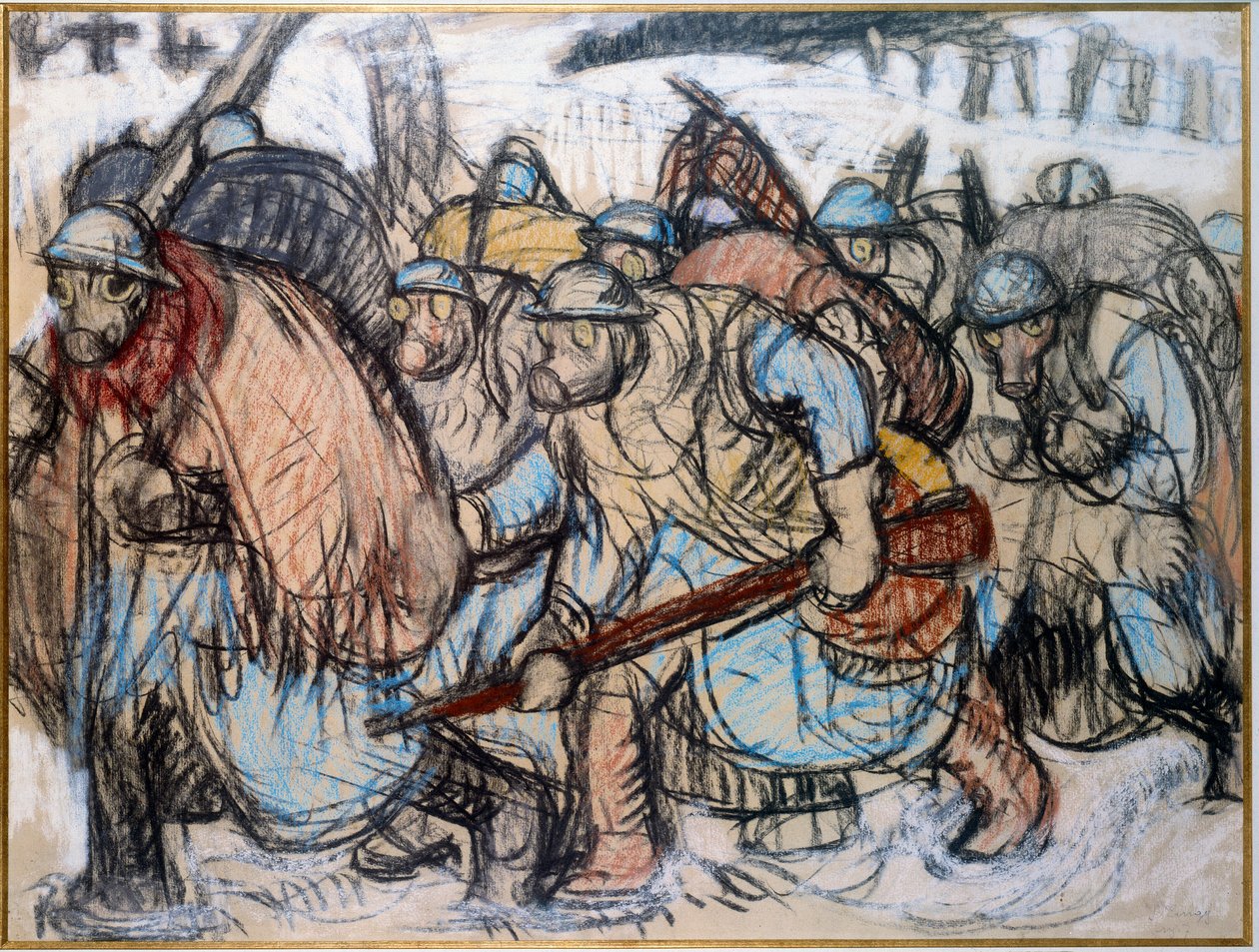 الحرب العالمية الأولى: "جنود يرتدون أقنعة الغاز". زينغ ، جول إميل (1882-1942) بواسطة جول اميل زينج