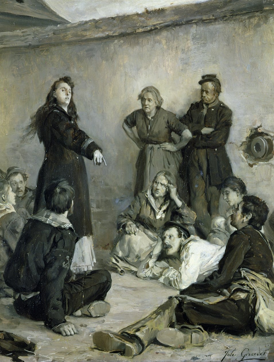 لويز ميشيل (1830-1905) التحدث إلى الكوميون (زيت على قماش) بواسطة جول جيرارديت
