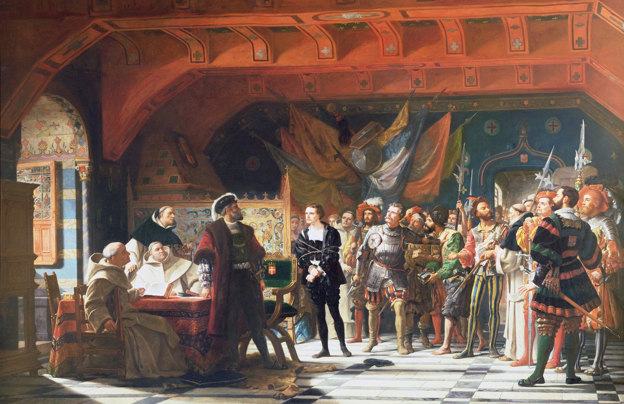 فرانسيس دي بونييفارد (1496-1570) سجين شيلون ، مقدم أمام دوق سافوي في 1530 ، 1870 بواسطة جول هيبوليت رافيل