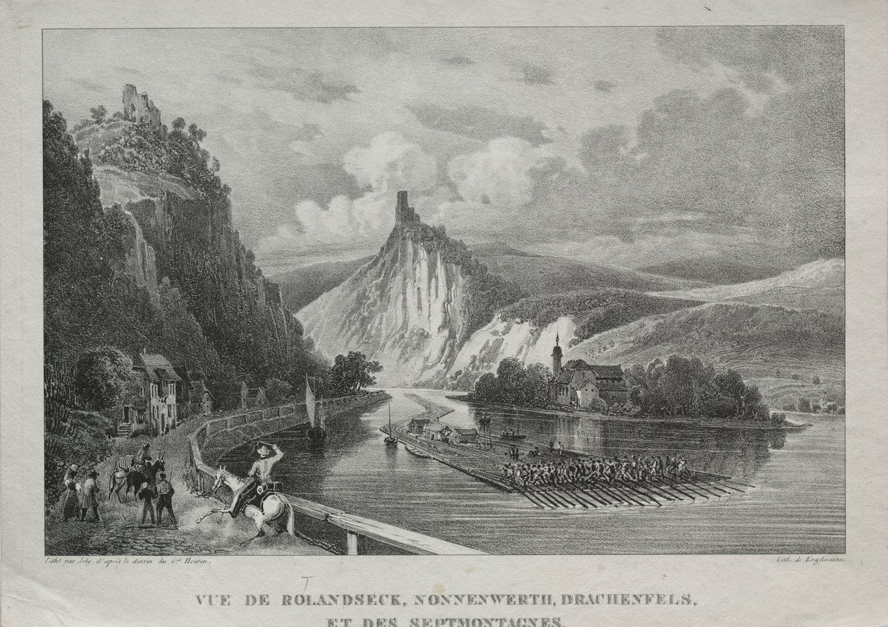 منظر لـ Rolandseck و Nonnenwerth و Drachenfels و Siebenbirge. بواسطة جول جان بابتيست دي جولي