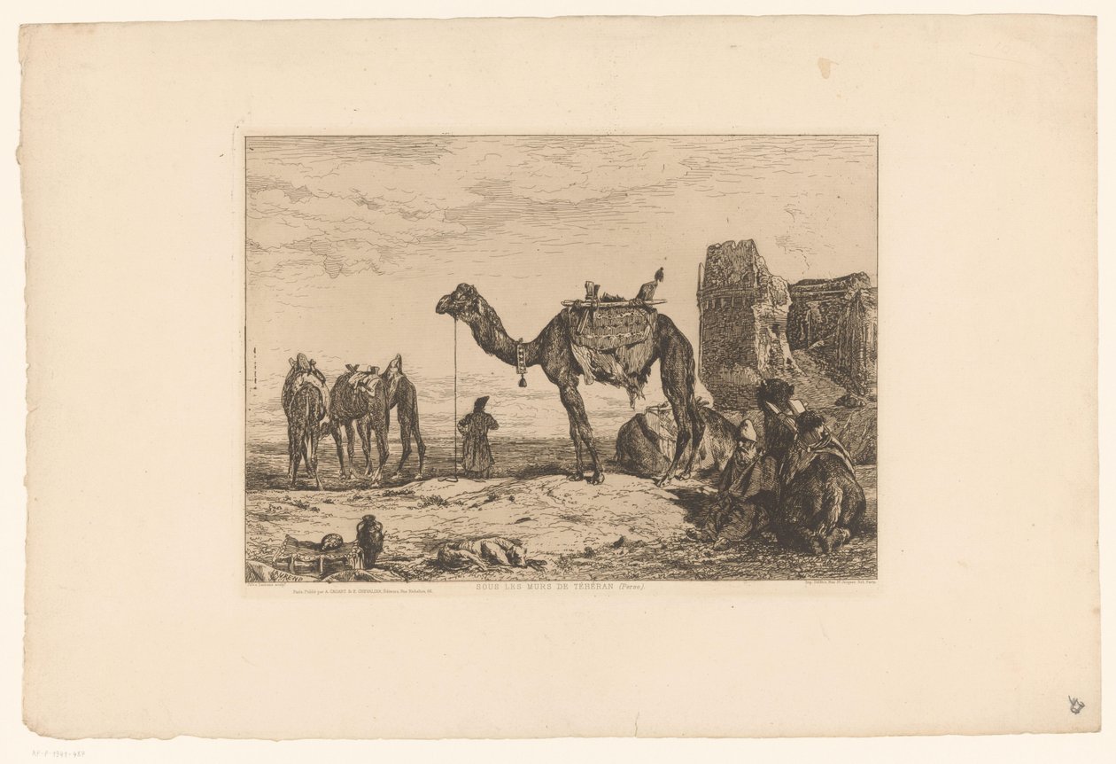 المناظر الطبيعية مع الجمال في حالة خراب Sous les murs de Téhéran (Perse) (العنوان على الكائن) بواسطة جول جوزيف أوغسطين لورينز