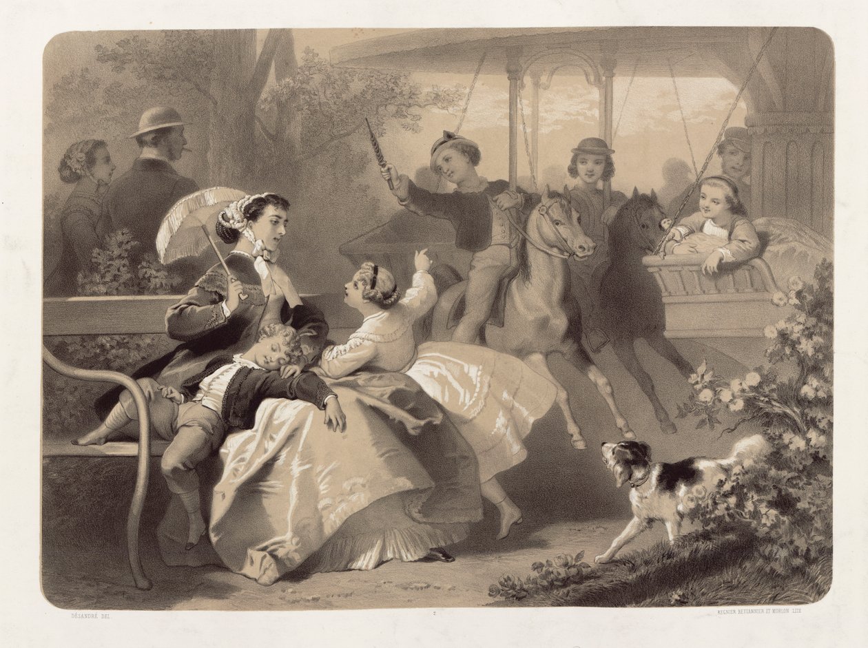 The Merry-Go-Round في Saint-Cloud ، منقوش بواسطة Regnier و Bettanier و Anthony Morlon (1834-1914) بواسطة جول ماري ديزاندري