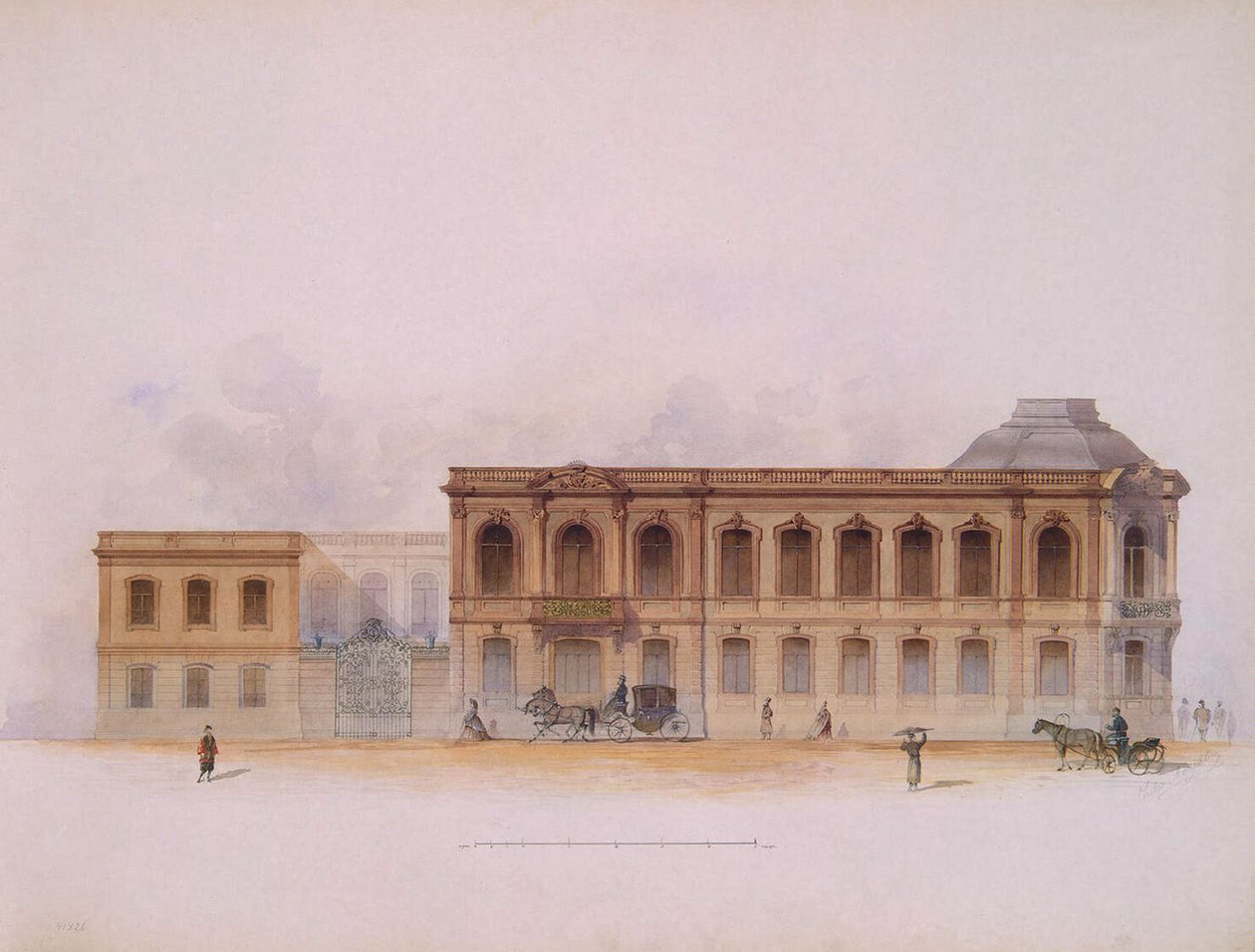 قصر ستروجانوف في سانت بطرسبرغ. الواجهة ، 1863 بواسطة جول مايبلوم