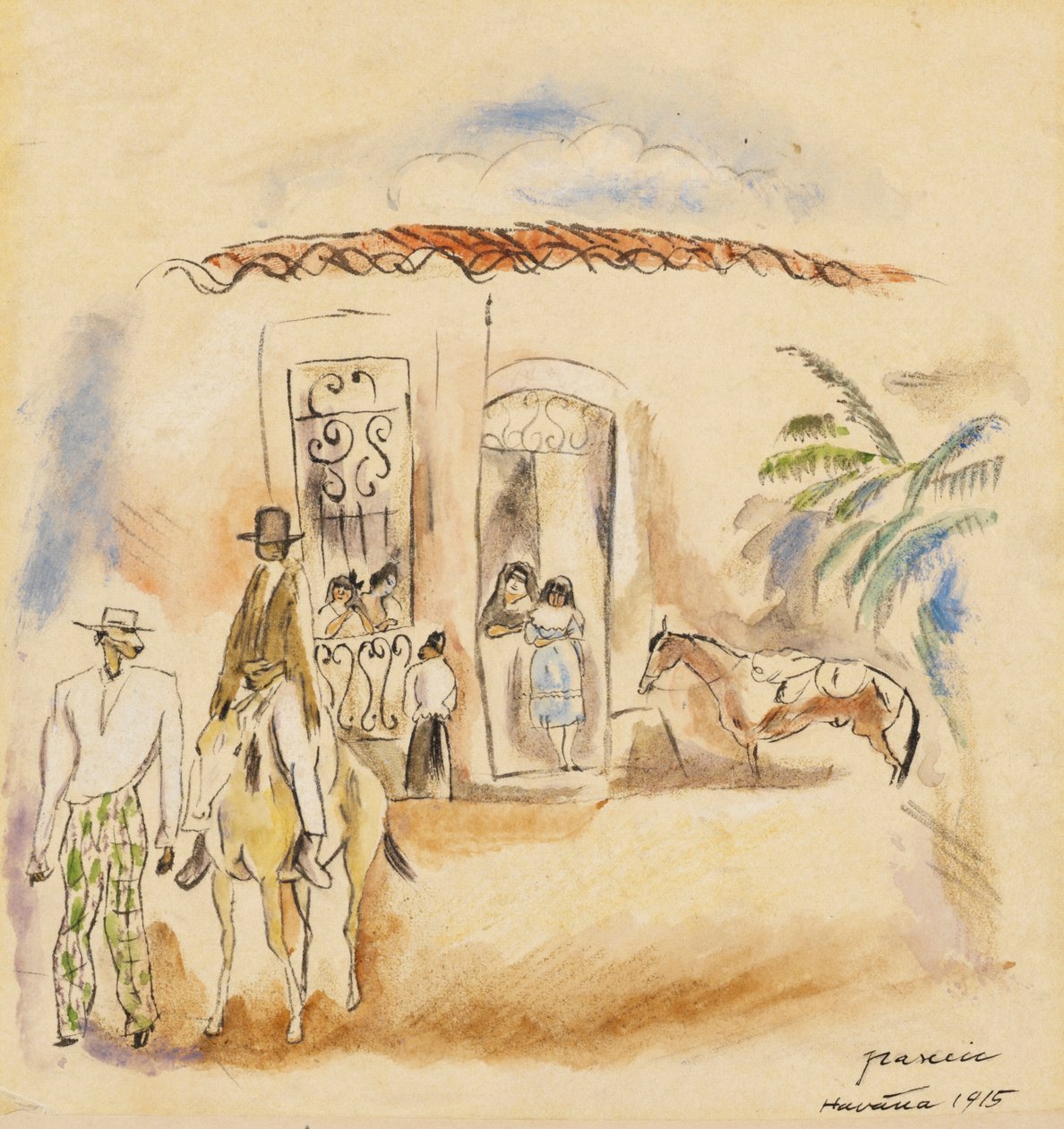 منظر طبيعي بأشكال ، هافانا ، 1915 (مرحاض على ورق) بواسطة جول باسين