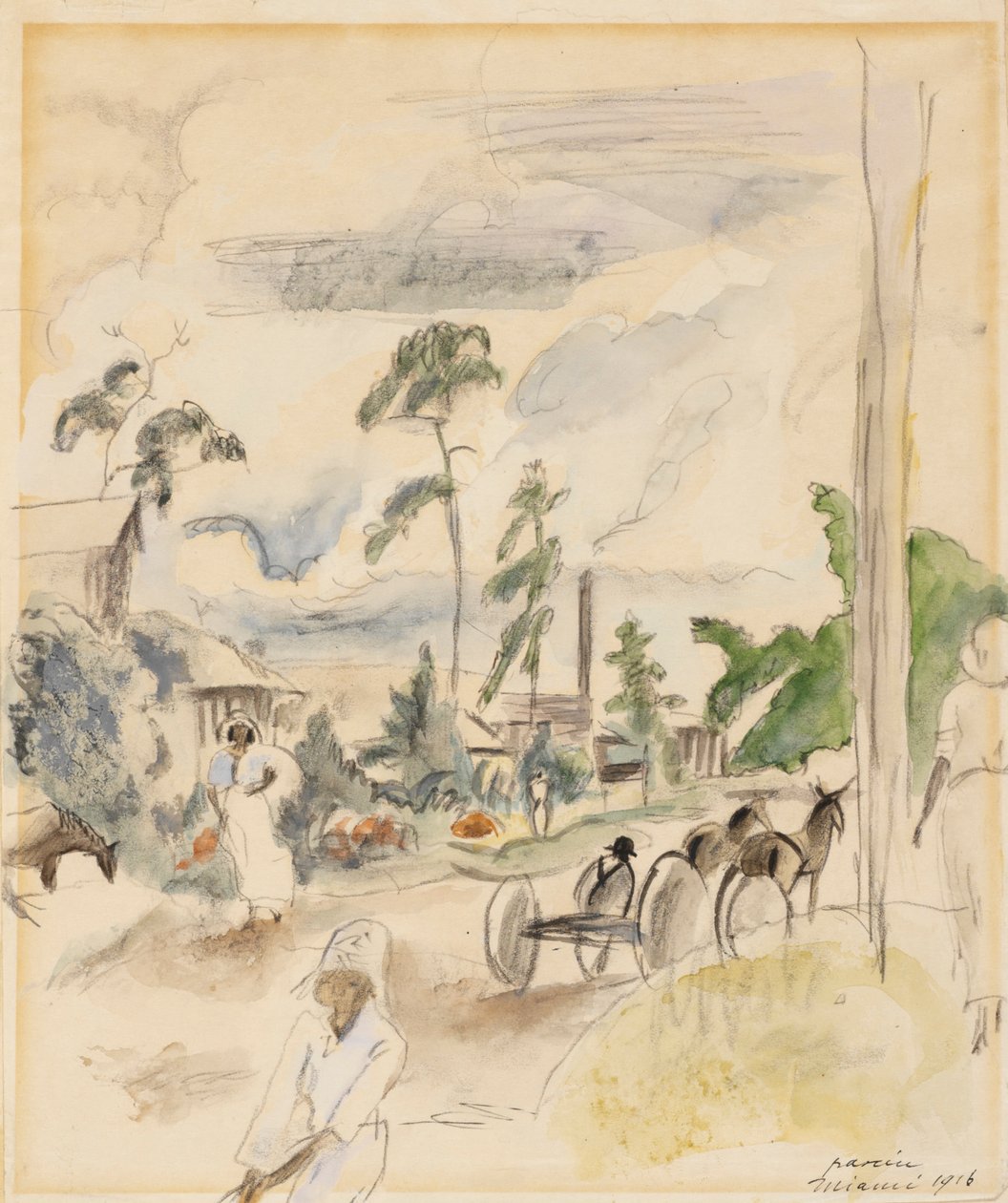 منظر طبيعي بأشكال ، ميامي ، 1916 (مرحاض على ورق) بواسطة جول باسين