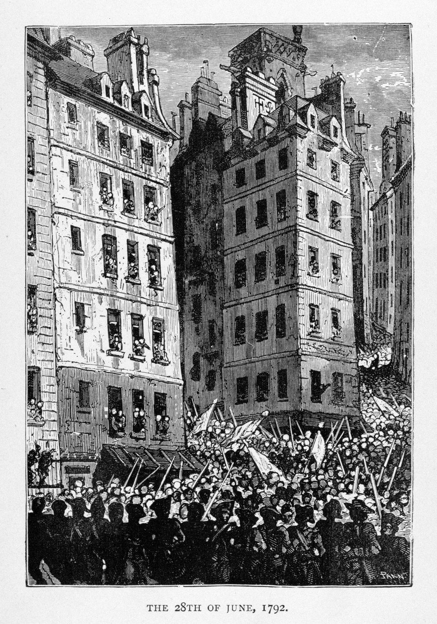 28 يونيو 1792 ، نقشها ستيفان بانيماكر (1847-1930) ، من "تاريخ فرنسا" ، بقلم إميل دي بونشوز ، نشرته وارد لوك ولوك كوم لندن بواسطة جول ثيوفيل شولر
