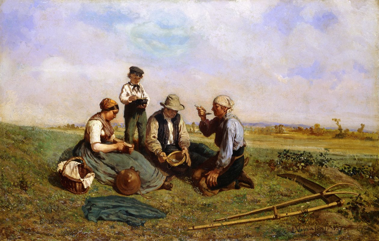 The Haymakers "غداء ، 1857 بواسطة جول فيراسات