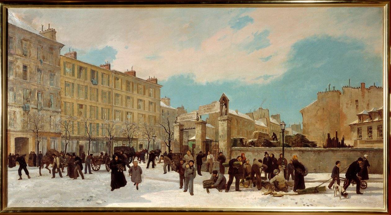 ساحة الخشب في Buruler boulevard du Montparnasse في يناير 1871 - مشهد الشارع في باريس - رسم لجول ديدييه (1831-1892) وجاك غيوود (1811-1876) بواسطة جول وجويد جاك ديدييه