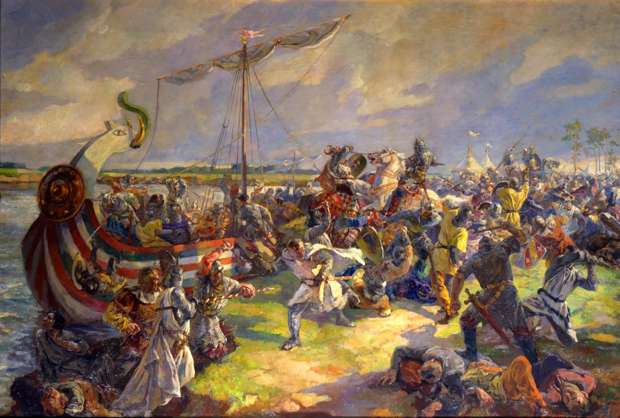 "معركة نيفا في 15 يوليو 1240" ، 1940. بواسطة جوليا تروز تيرنوفسكايا