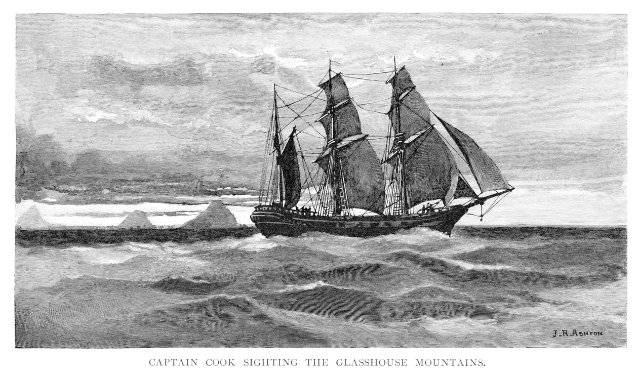 كابتن كوك يشاهد جبال جلاسهاوس ، 1770 ، كوينزلاند ، أستراليا ، 1886. بواسطة جوليان أشتون