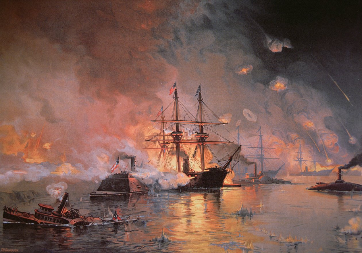 Capture of New Orleans by Union Flag Officer David G. Farragut, 24 April 1862 (oil on canvas) بواسطة جوليان أوليفر ديفيدسون