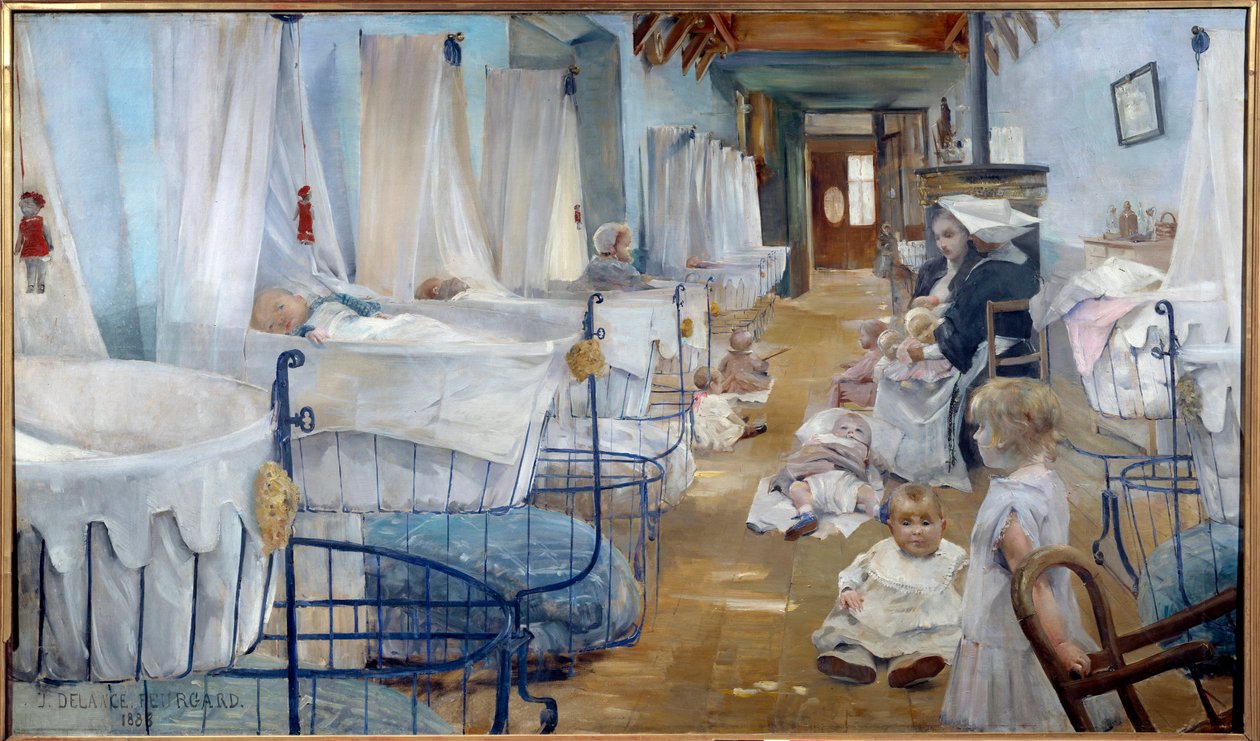 Les crceaux ، حضانة للمساعدة العامة لوحة لجولي ديلانس فيورجارد (1859-1892) 1888 بريست ، متحف الفنون الجميلة - المهد ، دار لرعاية المسنين ، المساعدة العامة. لوحة جولي ديلانس فيورجارد (1859-1892) بواسطة جولي ديلانس فيورجارد