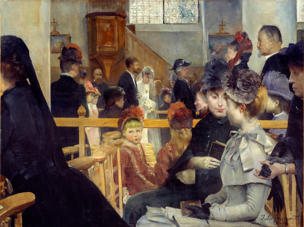 حفل زفاف في الكنيسة. لوحة جولي ديلانس فيورجارد (1859-1892) 1884 بريست ، متحف الفنون الجميلة بواسطة جولي ديلانس فيورجارد