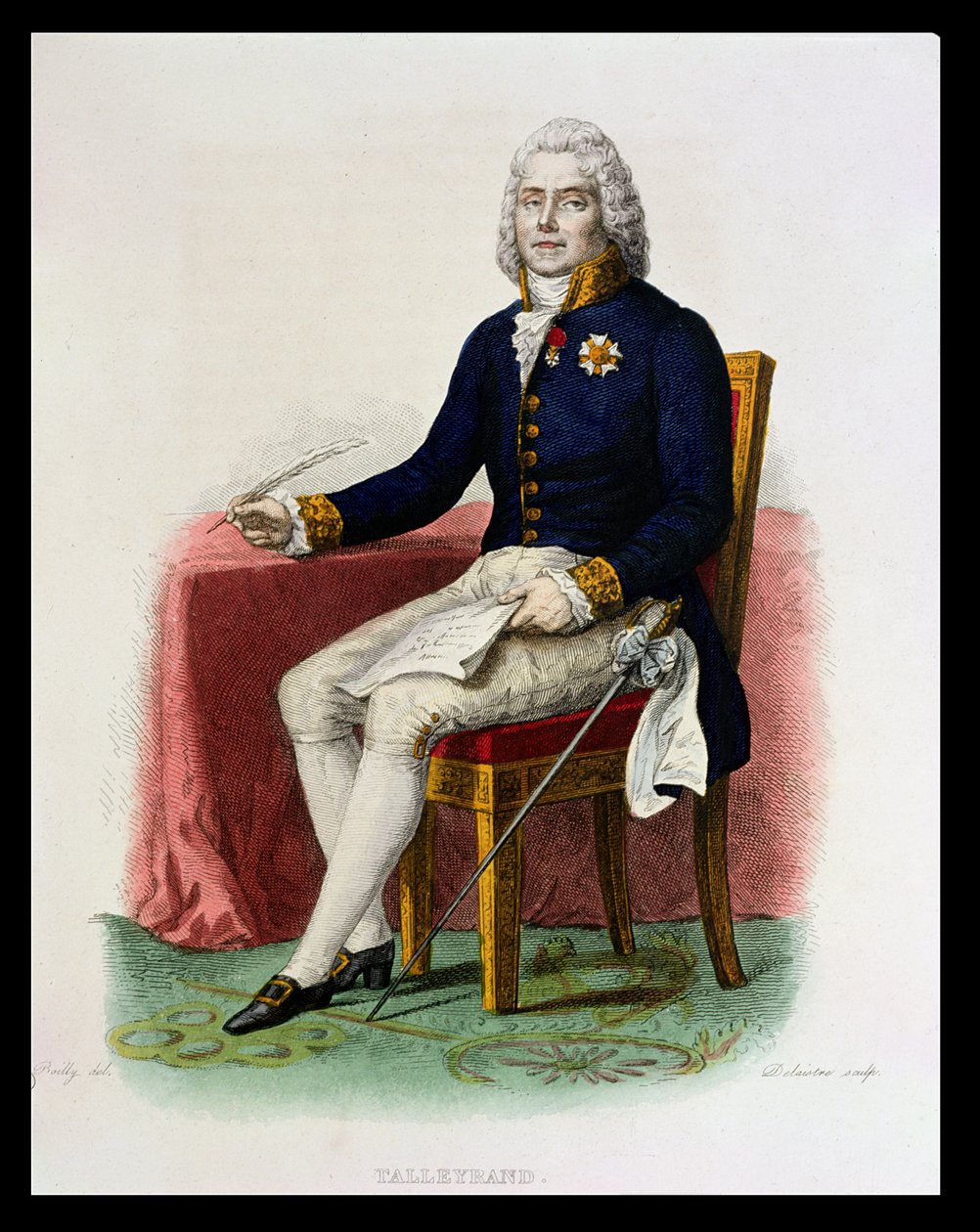 صورة لتشارلز موريس دي تالييران-بيريجورد (1754-1838) في مكتبه ، رسم توضيحي من "لو بلوتارك فرانسيس" بواسطة إ. مينشيت ، نقشها ديليستر ، 1835 بواسطة جوليان ليوبولد بويلي