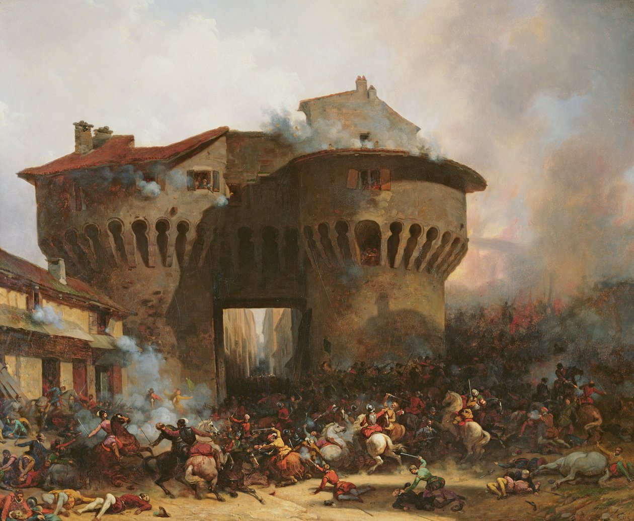 قتال في بورت بانيساك عام 1562 ، c.1833 بواسطة جوليان ميشيل جو