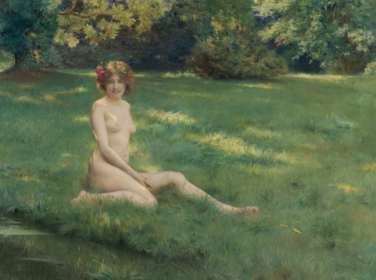 A Nude on the Law La La RieusenEnglish: The Laughing Maidn بواسطة جوليوس ليبلانك ستيوارت