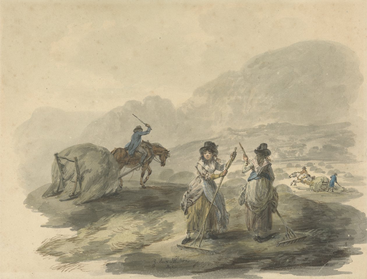 Haymaking ، 1792 (قلم وحبر مع مرحاض على الجرافيت على ورق) بواسطة يوليوس قيصر إبيتسون