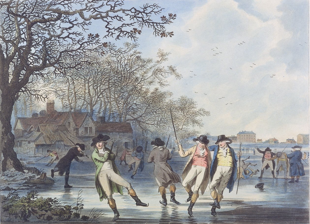 ملاهي الشتاء: منظر في هايد بارك من Moated House ، 1787 (aquatint) بواسطة يوليوس قيصر إبيتسون