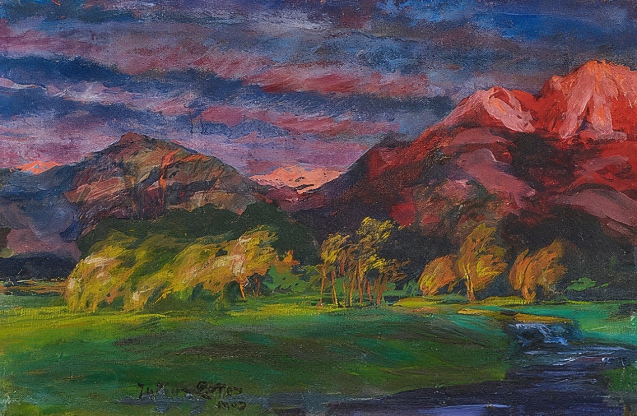 المناظر الطبيعية الرعن في توهج غروب الشمس. 1903 (؟) بواسطة يوليوس إكستر