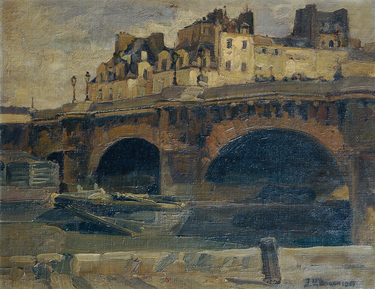 المناظر الطبيعية الباريسية مع Pont Neuf بواسطة يوليوس أولمان