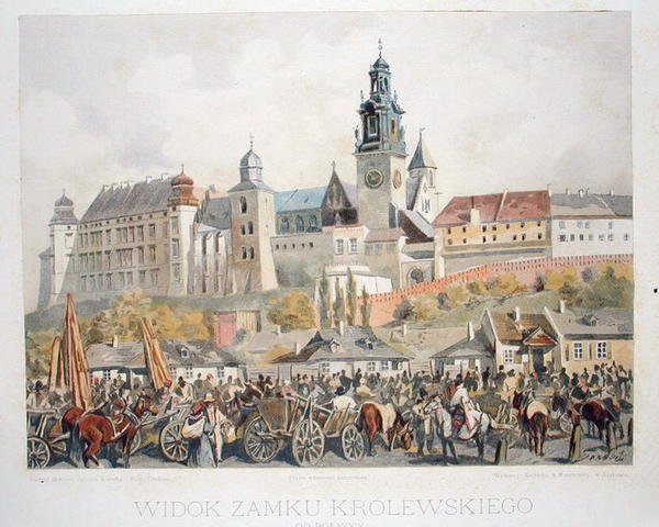 منظر لقلعة Krolewskiego ، كراكوف ، من 'Gems of the City of Kraków' ، تم نشره عام 1899 (litho litho) بواسطة جوليوسا وتوندوسا ستانيسلاوا كوساكا