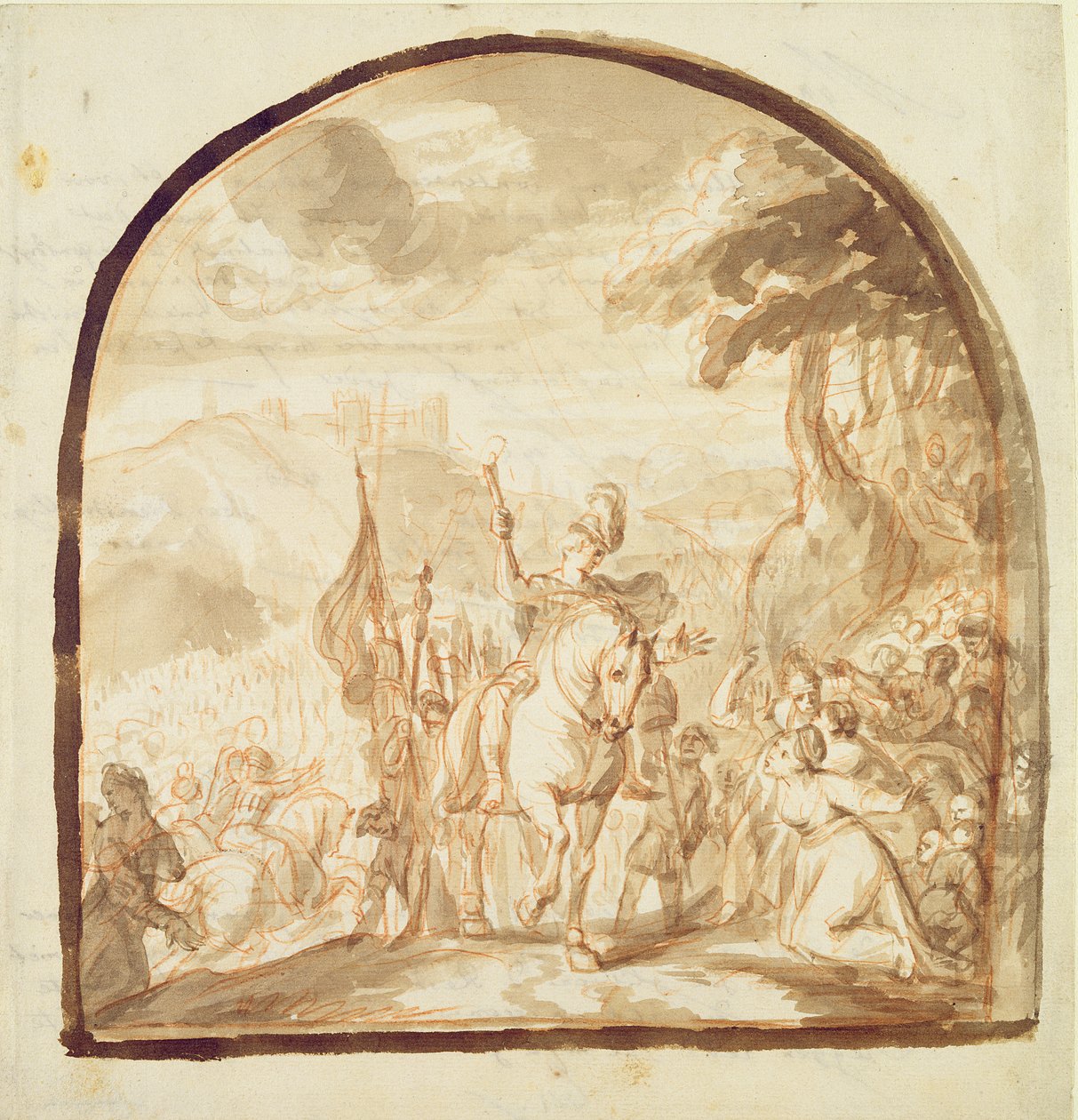 Claudius Civilis مغادرة النساء والأطفال للذهاب والقتال في Xanten ، 1662 (قلم وحبر بني وطباشير على ورق) بواسطة يورغن أفران