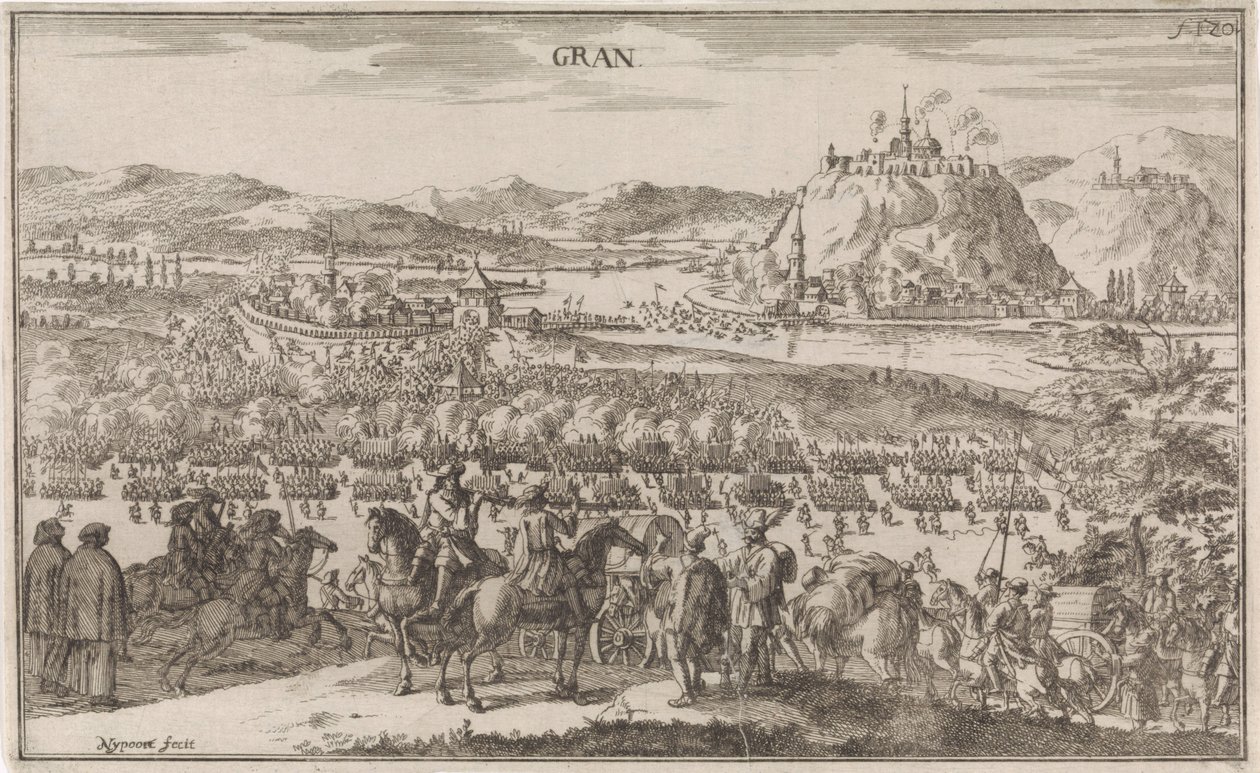 Slag bij Párkány في عام 1683 Gran (العنوان على الكائن) بواسطة Justus van den Nijpoort