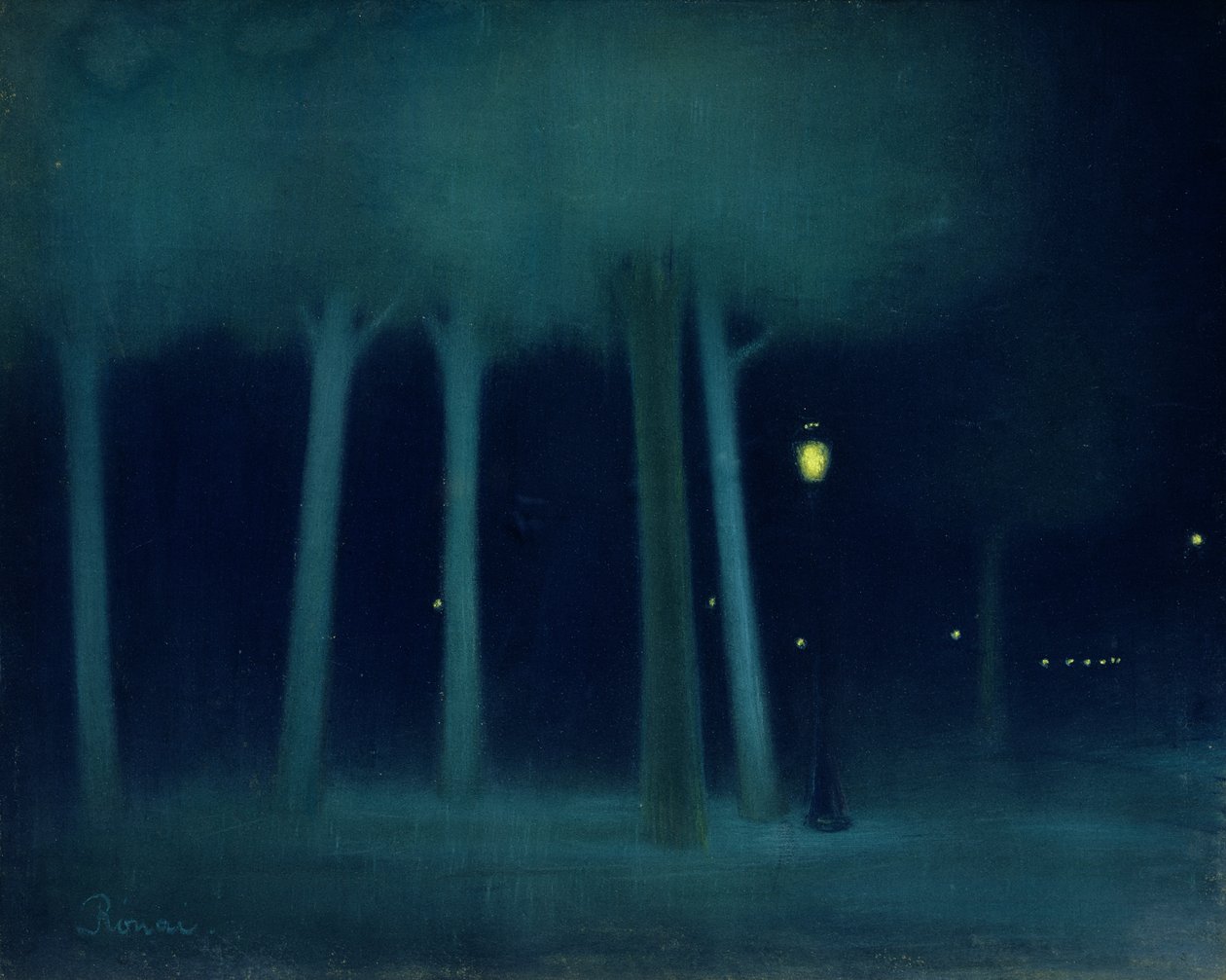 A Park at Night ، c.1892-95 (باستيل على قماش) بواسطة جوزيف ريبل روني