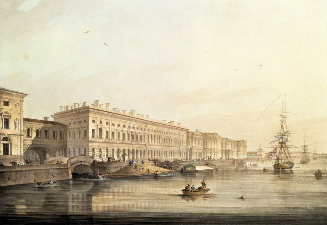 منظر لقصر القصر ، منقوش بواسطة كارل بتروفيتش بيغروف (1799-1875) ، 1826 (ليثو مع مرحاض) بواسطة K. and Shiflard، S. Sabat