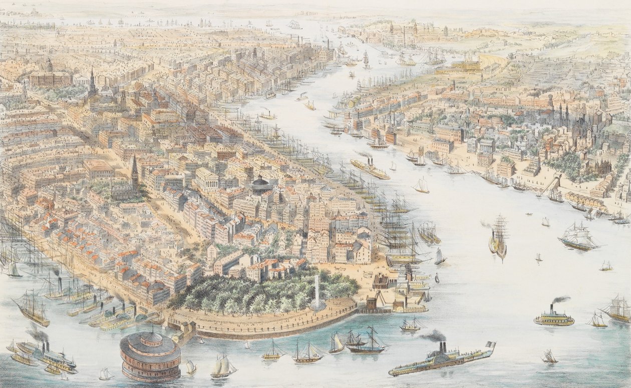نيويورك من الجنوب الغربي ، كاليفورنيا. 1852. بواسطة K. ث ويسترمان