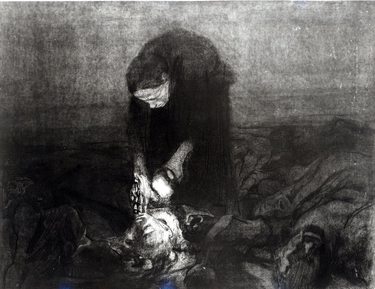 بعد المعركة ، من سلسلة "ثورة الفلاحين" ، 1907 (النقش والحفر والنقش المائي) بواسطة كاتي كولويتز