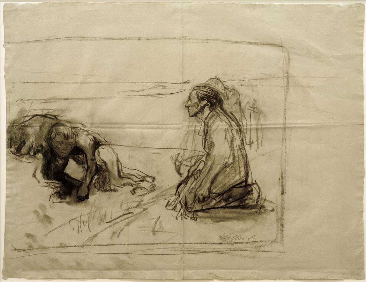K.Kollwitz ، دراسة عن Pflüger (Plowman مع امرأة راكعة) بواسطة كاتي كولويتز
